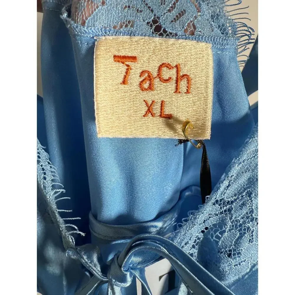NWT Tach Women's Blue Satin Chemise XL - Picture 4 of 4
